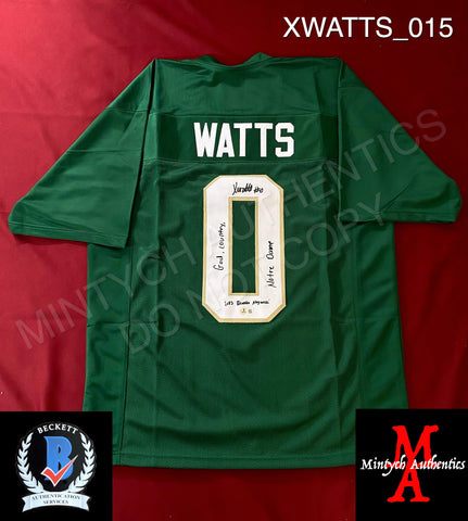 XWATTS_015 - Notre Dame Green Custom Jersey Autographed By Xavier Watts