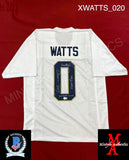 XWATTS_020 - Notre Dame White Custom Jersey Autographed By Xavier Watts