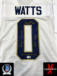 XWATTS_021 - Notre Dame White Custom Jersey Autographed By Xavier Watts