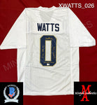 XWATTS_026 - Notre Dame White Custom Jersey Autographed By Xavier Watts