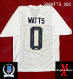 XWATTS_026 - Notre Dame White Custom Jersey Autographed By Xavier Watts