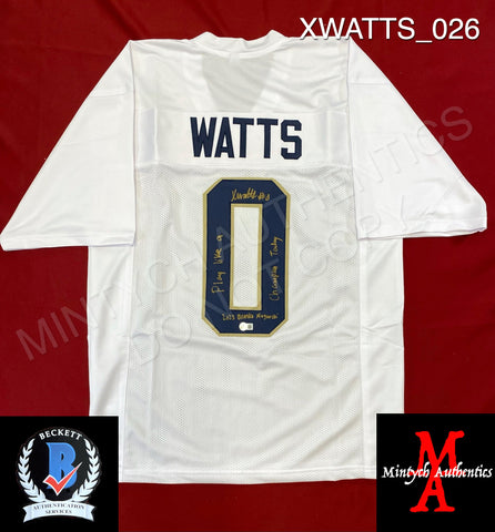 XWATTS_026 - Notre Dame White Custom Jersey Autographed By Xavier Watts