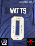 XWATTS_033 - Notre Dame Navy Blue Custom Jersey Autographed By Xavier Watts