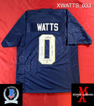 XWATTS_033 - Notre Dame Navy Blue Custom Jersey Autographed By Xavier Watts