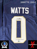 XWATTS_035 - Notre Dame Navy Blue Custom Jersey Autographed By Xavier Watts