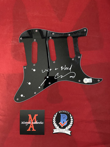 COREY_154 - Black Strat Pickguard Autographed By Corey Taylor