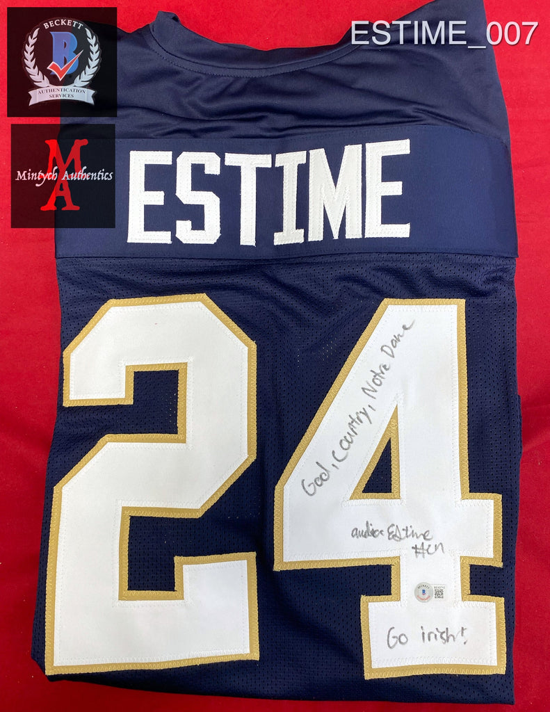 ESTIME_007 - Notre Dame Custom Jersey Autographed By Audric Estime