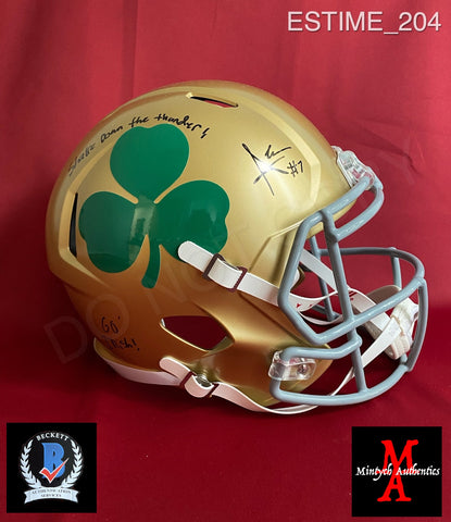 ESTIME_204 - Notre Dame Riddell SPEED Replica Full Size Helmet Autographed By Audric Estime