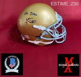 ESTIME_230 - Notre Dame Shutt Mini Helmet Autographed By Audric Estime