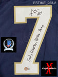 ESTIME_253 - Notre Dame Fighting Irish CUSTOM Blue Jersey Autographed By Audric Estime