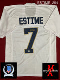 ESTIME_264 - Notre Dame Fighting Irish CUSTOM Blue Jersey Autographed By Audric Estime