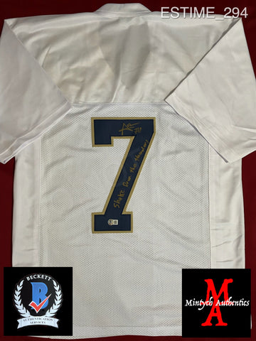 ESTIME_294 - Notre Dame Fighting Irish CUSTOM White Jersey Autographed By Audric Estime