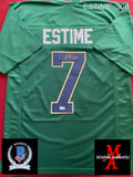 ESTIME_306 - Notre Dame Fighting Irish CUSTOM Green Jersey Autographed By Audric Estime