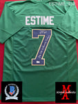 ESTIME_312 - Notre Dame Fighting Irish CUSTOM Green Jersey Autographed By Audric Estime