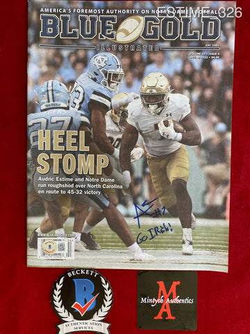 ESTIME_326 - Notre Dame Football Blue & Gold Illustrated Magazine Autographed By Audric Estime