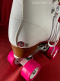 GRAHAM_003 - Full Size White Roller Skate Autographed By Heather Graham
