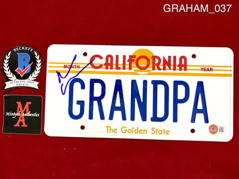 GRAHAM_037 - License To Drive "GRANDPA" Metal Stamped License Plate Autographed By Heather Graham