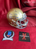 LENZY_004 - Notre Dame Riddell Mini Helmet Autographed By Braden Lenzy