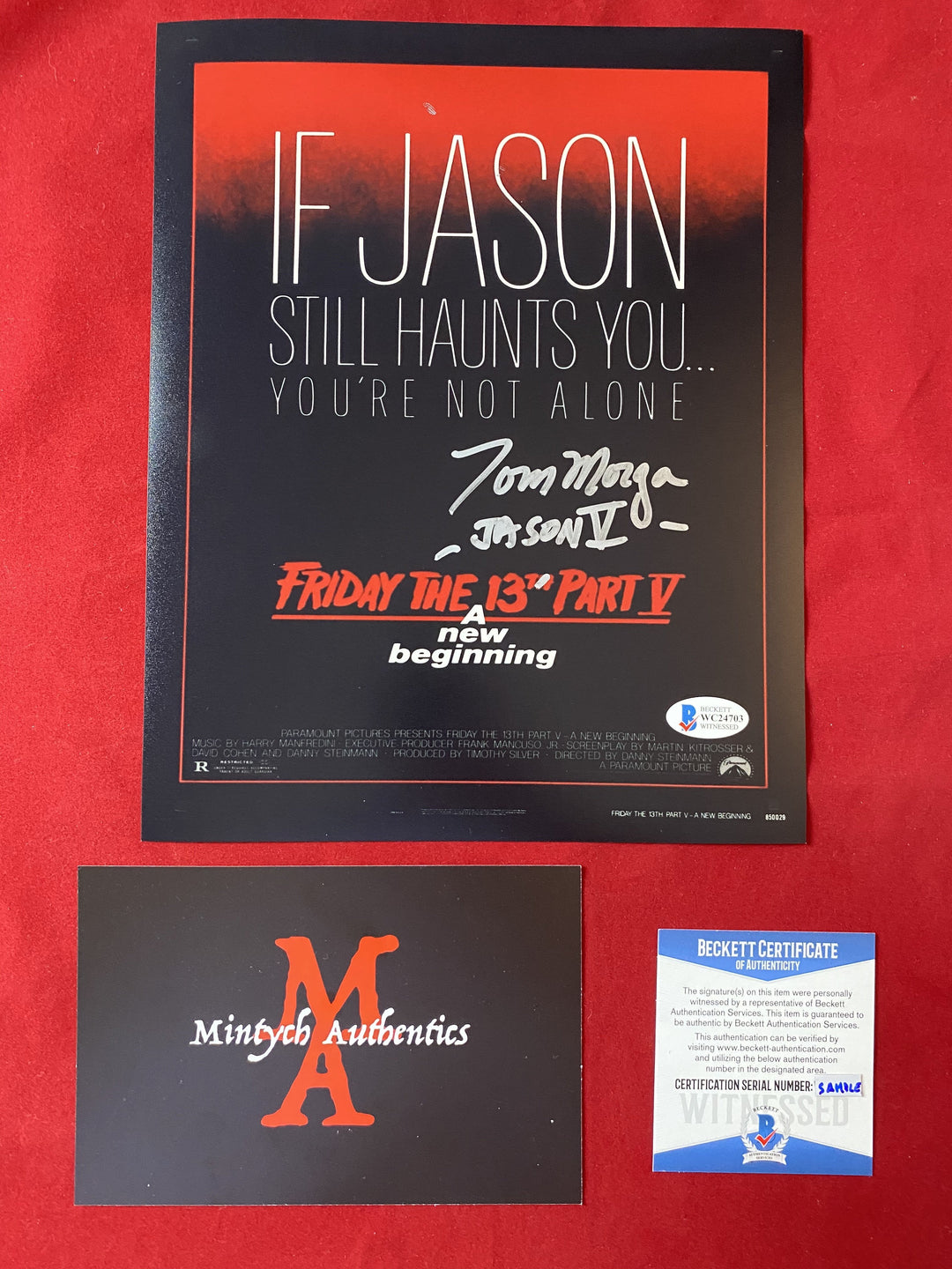 Tom Morga Signed Jason Voorhees & Michael Myers Split Mask discount 11x14 Photo BAS COA