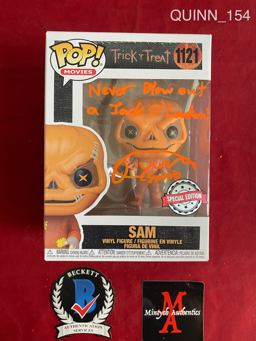 Funko Pop Trick r Treat Sam 1242 Signed By Quinn Lord Horror JSA outlets Witnessed Rare