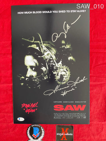 SAW_010 - 11x17 Photo Autographed By Tobin Bell, Shawnee Smith & Cary Elwes