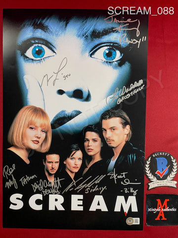 SCREAM_088 - 11x17 Photo Autographed By (7) Neve Campbell, Matthew Lillard, Skeet Ulrich, Jamie Kennedy, Rose McGowan, David Arquette & Lee Waddell