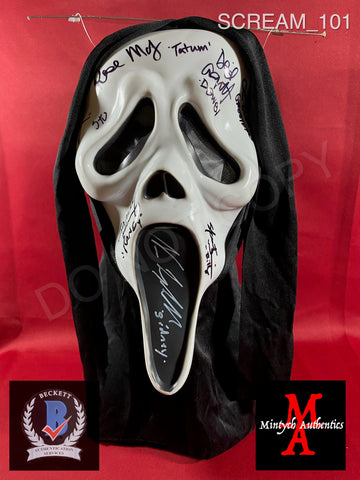 SCREAM_101 - Ghostface (Fun World) Mask Autographed By (7) Neve Campbell, Matthew Lillard, Skeet Ulrich, Jamie Kennedy, Rose McGowan, David Arquette & Lee Waddell